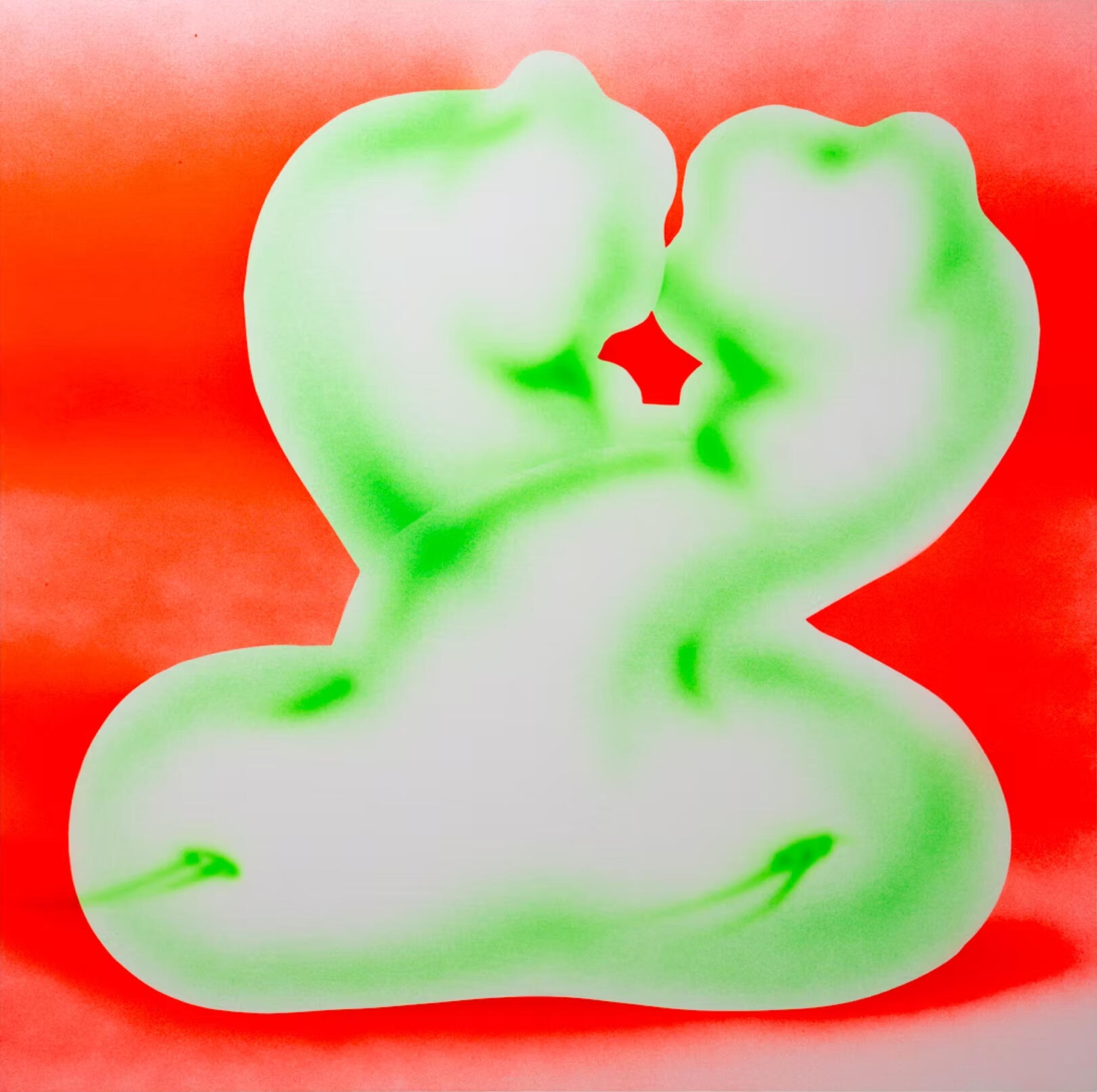 추수, 아가몬: 미끄러운 발코니, 2023, 캔버스에 스프레이, 130 x 130 cm